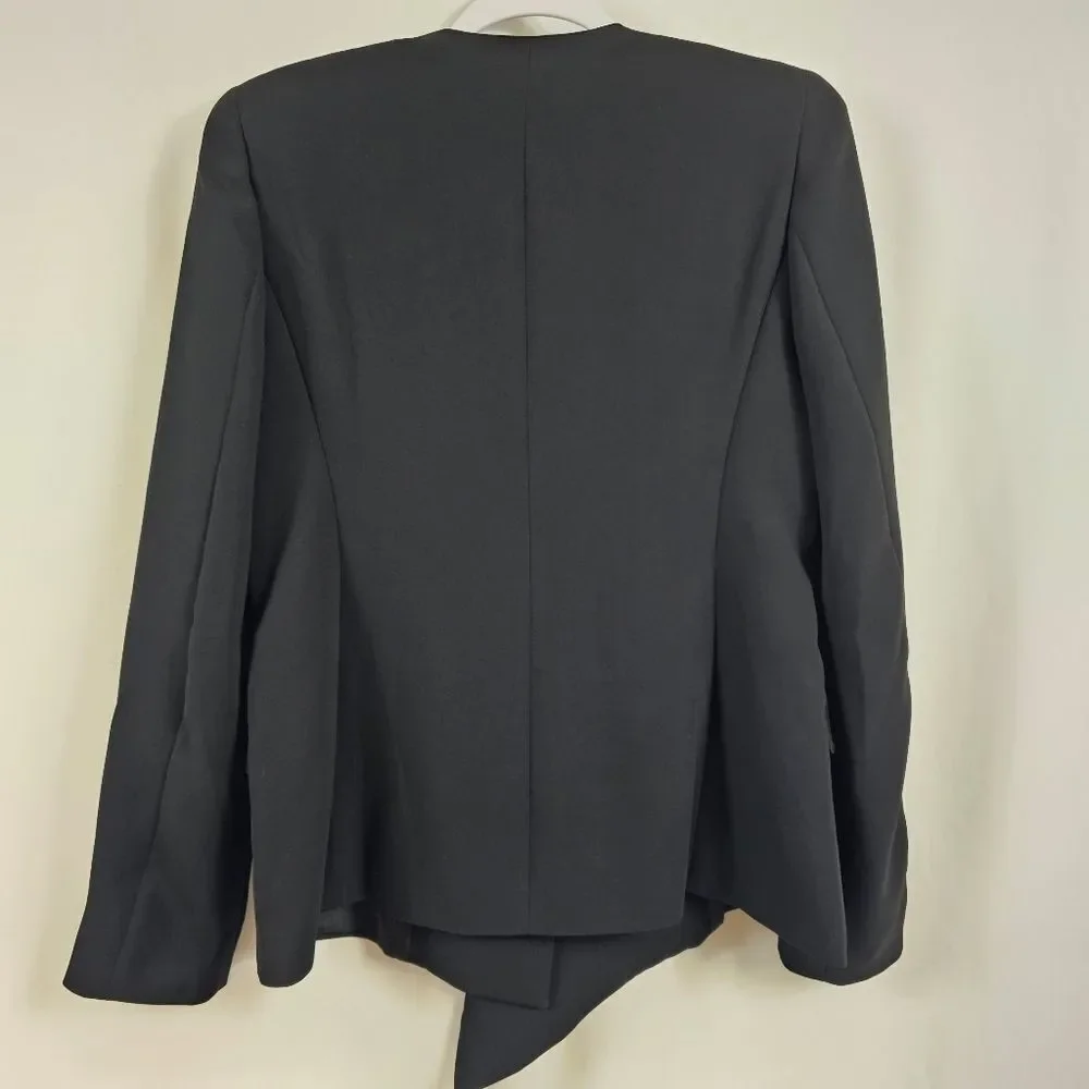 MaxMara Single Breasted Drape Lapel Blazer in Black - Size 10